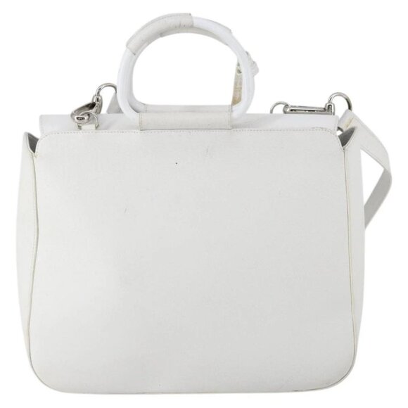 GUCCI Hand Bag Leather 2way White Silver - Picture 3 of 16